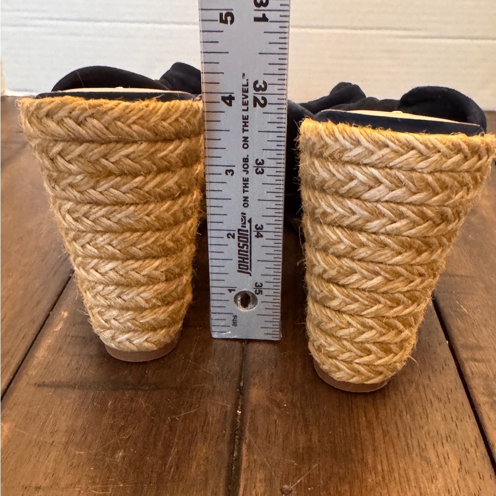 Stuart Weitzman Sarina Black Suede Espadrille Sandals Wedge Sz Women’s 10 - Picture 5 of 11